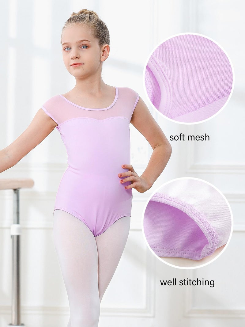 ستيل أزياء ستيلي للفتيات الصغيرات بأكمام قصيرة ملابس رقص الباليه زي راقصة الباليه (لافندر، 130) - Image 3